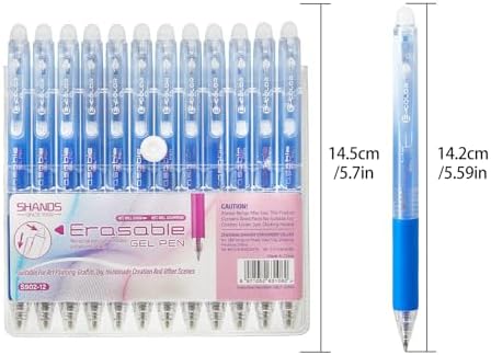 12Pcs Retractable Erasable Gel Pens Clicker,Fine Point 0.7mm Smooth Writing Pens,For Writing Journaling Taking Notes School Office Home. (12Blue)