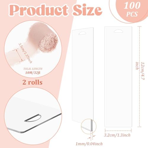 Yeaqee 100 Pcs Rectangle Shaped Clear Acrylic Bookmark Blanks with Ribbon