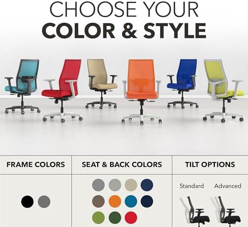 HON Ignition 2.0 Ergonomic Office Chair, Lumbar Support, Desk Chair, Sky