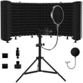 Microphone Isolation Shield – Foldable & Adjustable Soundproof Panel for Recording, Podcasting, Vocal Booth, Studio & Home Use (Six-sided low stand)