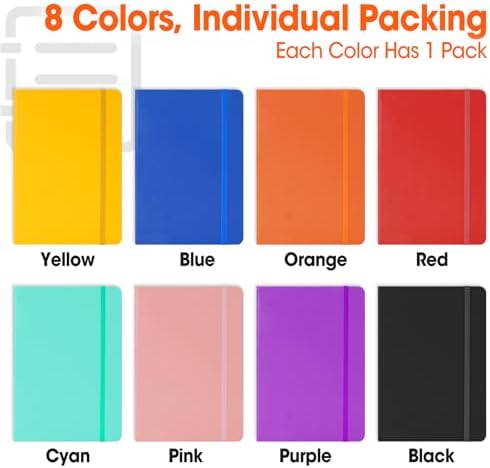 8 Pack Lined Journal Notebook for Work, A5 Hardcover (5.5" x 8.3"), 8 Colors 136 Pages Medium College Ruled Notebook Bulk, for Writing, Note Taking, Business Work School Home