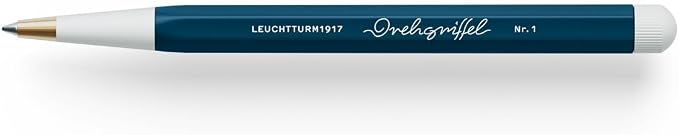 LEUCHTTURM1917 372214 Twist Pen No. 1, Brass, Aluminum, Ballpoint Pen Refill with Blue Ink, Design Award-Winning, Deep Sea