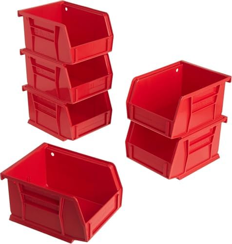 Akro-Mils 30210 AkroBins Plastic Storage Bins, 5"x4"x3", Red, 6-Pack