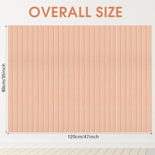 Honoson 12 Pack Felt Bulletin Board Self Adhesive Wall Tiles, Peach