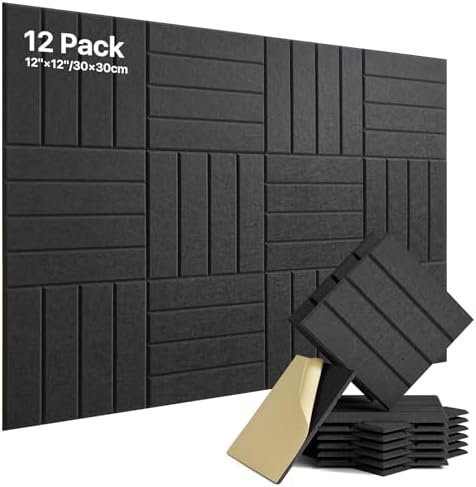 Soundsbay Sound Proof Foam Panels for Walls Self-Adhesive, 12-Pack 12"X12"