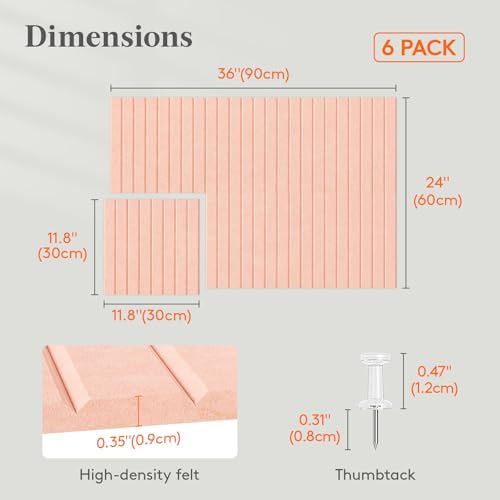 Lifewit Large Felt Bulletin Board with Self-Adhesive 36" x 24"- 6 Pack