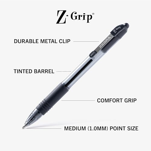 Zebra Pen Z-Grip Retractable Ballpoint Pen, Black Ink, 1.0mm, 108 Bulk-Pack