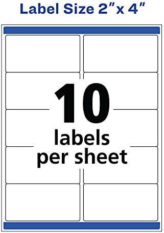 Avery Waterproof Labels with Ultrahold Adhesive, 2" x 4", Case of 500 Labels for Laser Printers (15513)