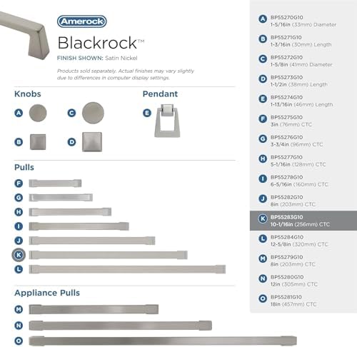 Amerock 10-1/16" Blackrock Satin Nickel Drawer Pull