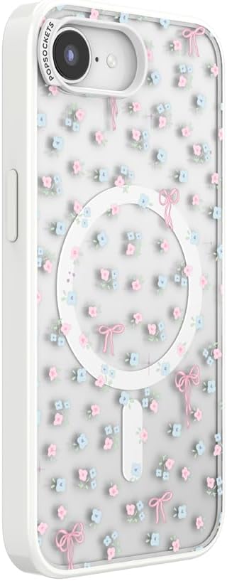 PopSockets iPhone 16E Phone Case with MagSafe, Wireless Charging Compatible, Bow - Bows & Blooms