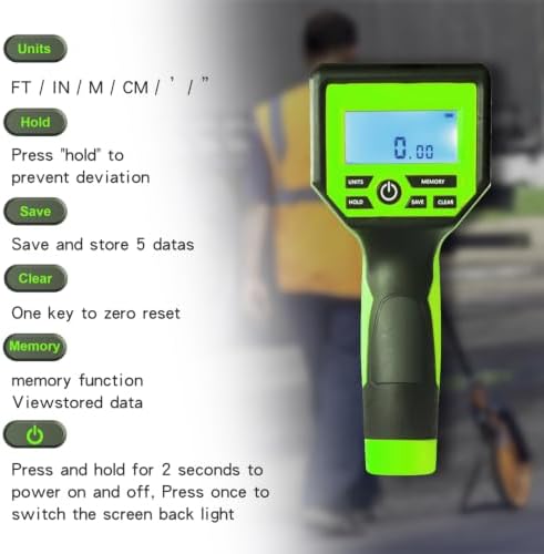Zozen Measuring Wheel Digital Display, Imperial/Metric,12.5” Green Roller