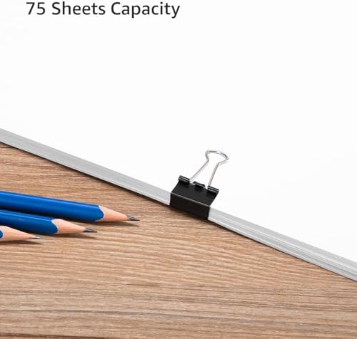 Amazon Basics Sturdy Binder Clips, Office Supplies, Small 0.75 in, Document Organizing, School Supplies, Black, 144 Count