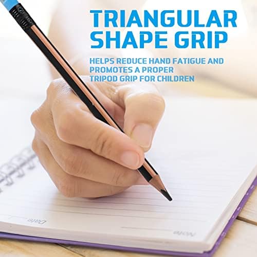 Seajan 96 Pcs 2b Jumbo Pencils, Big, Fat, Thick, Triangular Grip 7 Inch Large Pencils Refill with Eraser for Beginners Office Christmas Gifts(Black)