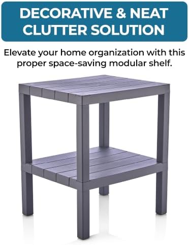 Honey-Can-Do Grey 2-Tier Storage Shelf