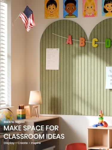 Large Arched Felt Bulletin Board 47.2''×25.5'', Olive Green