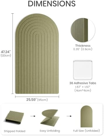 Large Arched Felt Bulletin Board 47.2''×25.5'', Olive Green