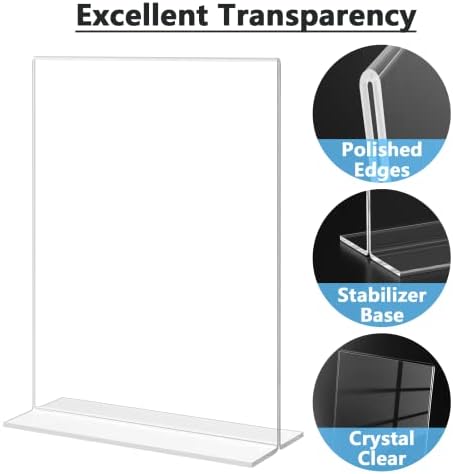MaxGear 12 Pack Acrylic Sign Holder 5x7 inch Double-Sided Display, Vertical