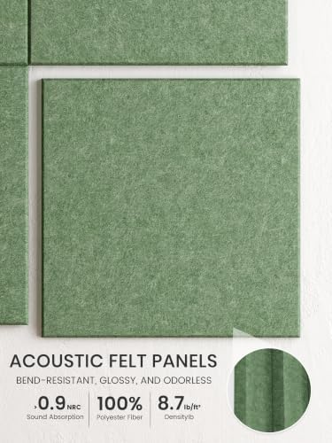 Bumusty 48"x 36" Large Felt Bulletin Board Tiles, Moss Green