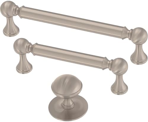 Franklin Brass 10 Pack Brushed Nickel Cabinet Handles 5-1/16 inch (128mm) Kitchen Cabinet Handles and Drawer Pulls for Cupboards and Dressers |Classic Farmhouse