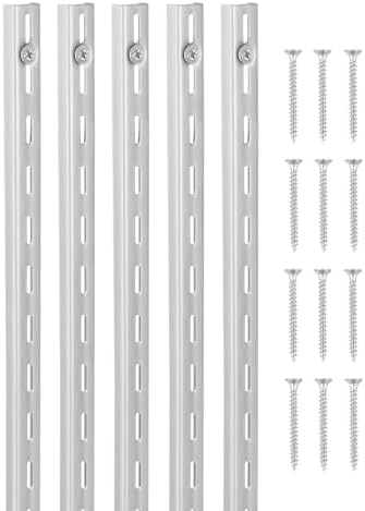 VEVOR Shelf Pilaster, 39-inch 10 Pack, Upright Wall Shelving System, Heavy Duty Support System Single Slot Shelf Rails, 40 Screws Included, Suitable for Cabinet Closet Organization Storage, Silver