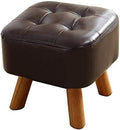 Folding Storage Footstool Stool Small Seat Solid Colour Stool Imitation Leather Stool Shoe Bench Fashion Sofa Stool Dressing Solid Wood Stool 35 35 34 cm (Colour: Black on (Dark Brown)