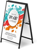 A Frame Sign 24x36 Inch Sandwich Board, Heavy Duty Double-Sided Folding Sidewalk Signboard, Slide-in Steel Metal Frame Sign Display Holder for Outdoor & Indoor Street Poster, Businesses, Advertising