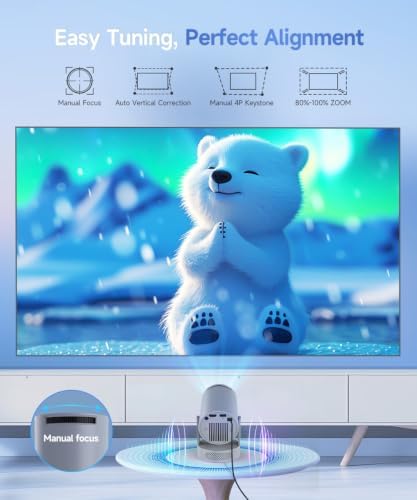 Mini Portable Projector with WiFi 6 Bluetooth 5.4, 4K Support Built in Apps