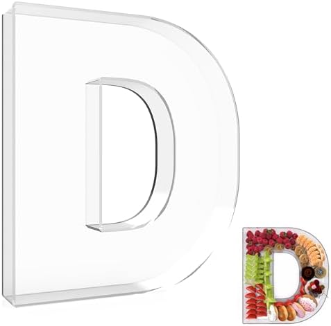 13.8" Extra Large Acrylic Letter Charcuterie Board Box, Reusable Fillable Letter Cake Candy Dish Display Serving Tray for Birthday Anniversary Party Decoration (D)