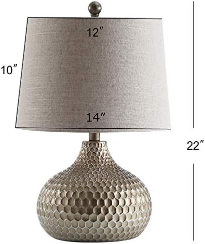JONATHAN Y Bates Honeycomb Teardrop Resin Table Lamp 22", Antique Brown