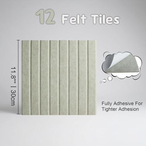 Large Felt Bulletin Board with Self-Adhesive | 12 Pack 48"x36" Cork Board Alternative | Notice Boards with 35 Pushpins, Secure and Easy to Install, Home Office Decor Classroom Decor - Sage Green