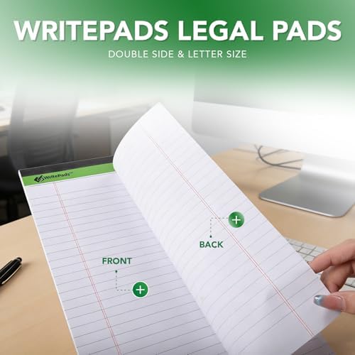 KAISA White Legal Pads Writing Pads 600 Sheets Recycled Paper 5"x8" Narrow Ruled Lined Paper Small Legal pad Perforated 50 sheets Hard Back Notepads Writing Tablet For Office Supplies Study (White 12pads)