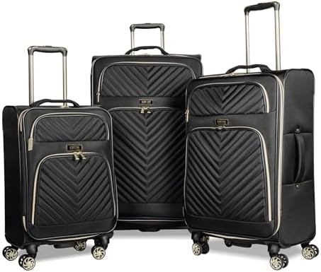 Kenneth Cole REACTION Chelsea Chevron Quilted Luggage, Black, 3-Piece Set (20"/24"/28")