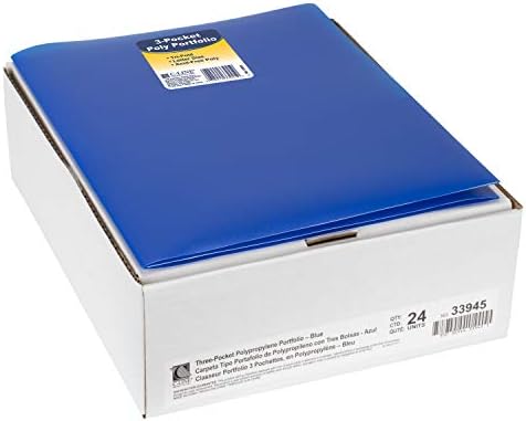 C-Line 3-Pocket Tri-Fold Heavyweight Poly Portfolios, Blue, Box of 24 (33945-24) (Pack of 6)