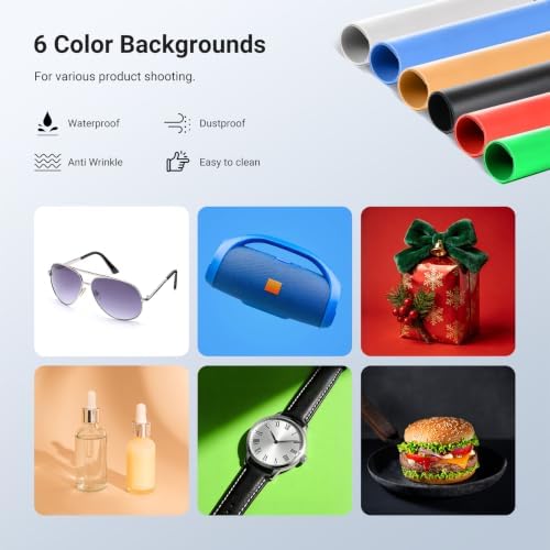 NEEWER Basics Photo Studio Light Box, 16"x16"x15" Bi Color Folding Photo Booth Shooting Tent with 6 Color Backdrops, 120 LEDs CRI95+ Dimmable for Tabletop Jewelry Electronics Food Photography, LB40B