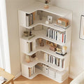 Vertical Lumber Wall Corner with 6 Shelves/5 Shelves & Closed Back Bookshelf Rack Floor Student Corner Cabinet Wall Multi-Layer Storage Cabinet Bookcase White 24" L x 35" W x 63" H