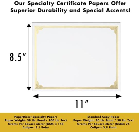 PaperDirect Red on White Classic Specialty Certificates, 8½ x11, Foil Accents, 50 Count, Certificates And Awards Paper, For School, Work, Diplomas & Award Certificates