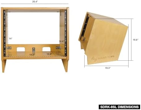 Sound Town DIY 8U Angled Desktop Turret Studio Rack with Solid Baltic Birch Plywood, Golden Oak, Assembly Required (SDRK-8SL)