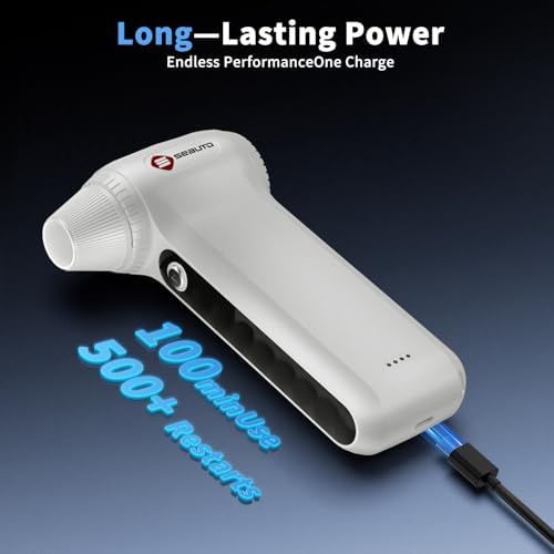 Electric Air Duster 200000RPM Brushless Motor, Cordless Compressed Air Blower with 4 Nozzles & 2 Brushes, 85m/s Powerful Rechargeable Cleaner for PC, Car, Keyboard & Electronics (Frost Silver)