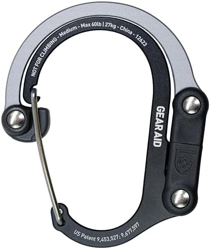 GEAR AID HEROCLIP 360° Swivel Carabiner Gear Clip and Hook (Medium) for Camping, Backpack, Suitcases and Garage Organization