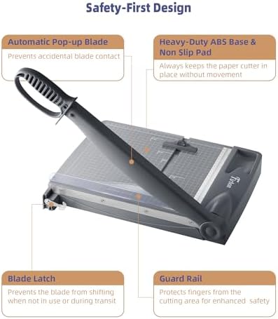 Firbon 12 Inch Guillotine Paper Cutter, Heavy-Duty Paper Trimmers, Gray