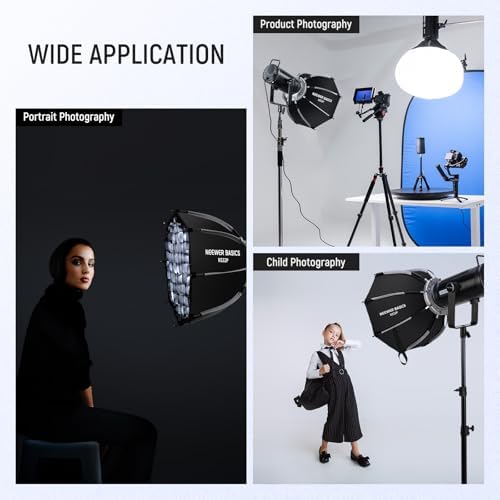 NEEWER BASICS Octagonal Softbox Kit for Studio Photography Video Recording Streaming, 18"/45cm Quick Release Bowens Mount Softbox/Grid/Light Diffusers/Bag for Continuous Lighting & Strobe Flash, NS32P