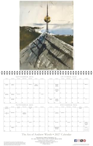 The Art of Andrew Wyeth 2027 Wall Calendar, 16-Month Fine Art & American Realism Painting Calendar, 15" x 12"