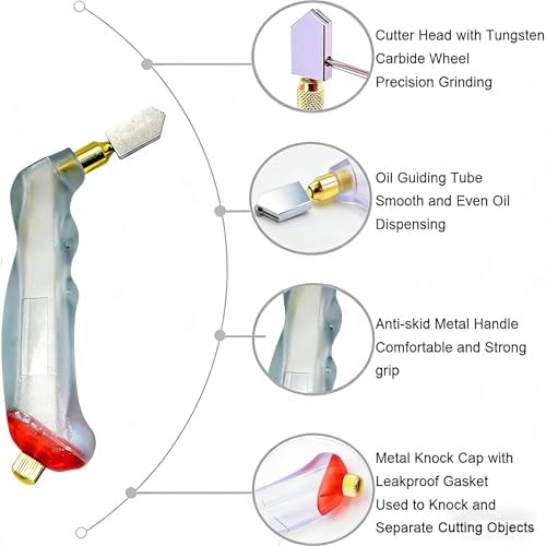 Glass Cutting Tool Kit with 8" Running Pliers with Curved Jaws, 6" Breaker Pliers, Glass Cutter 2-20mm, Replacement Blades, Screwdriver, Storage Bag for Stained Glass, Tiles, Mosaic