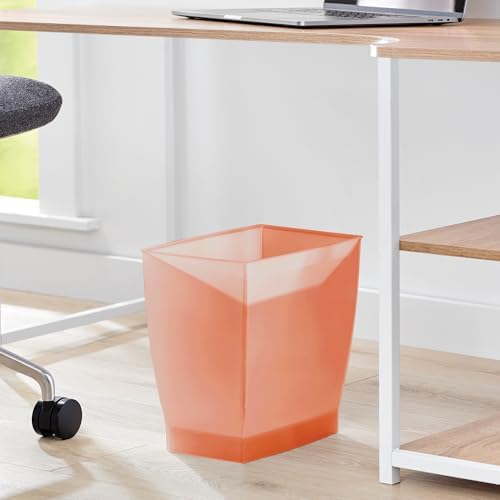 iDesign Small Plastic Bathroom Trash Can, Slim Rectangle, 2-Pack, Orange