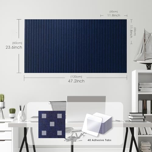 Large Felt Bulletin Board 48" x 24", Dark Blue