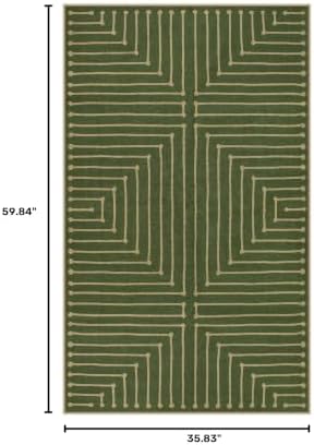 Lahome Green 3x5 Outdoor Rug for Entryway,Rhombus Easy Jute Frotn Porch Rug