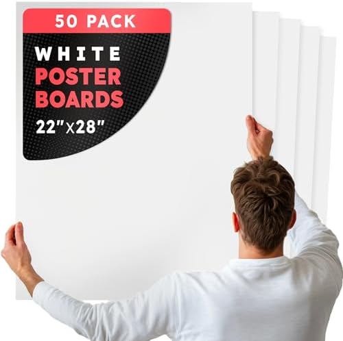 Hygloss White Poster Board 22 x 28-50 Count Bulk Pack, 10 Pt. Thickness