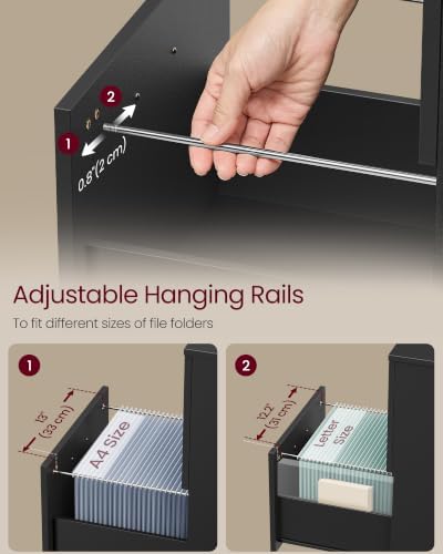 VASAGLE 2-Drawer File Cabinet, Small Rolling Filing Cabinet