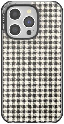 PopSockets iPhone 14 Pro Phone Case with MagSafe- Black Gingham