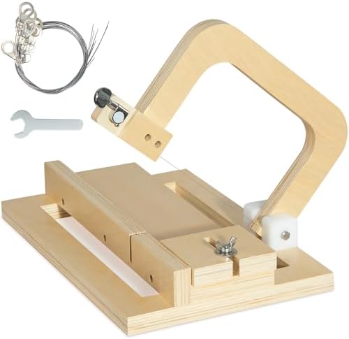 Professional Soap Cutter with Wire, Adjustable Wooden Cutting Tool Soap Slicer for DIY, Cheese, Butter, Cake, Bread Making